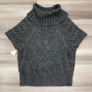 ANN TAYLOR LOFT Cowl Neck Wool Blend Short Sleeve Canle Knit Sweater Size Medium